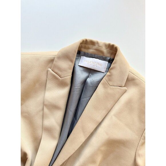 Vintage 90's VALENTINO ROMA Tan Gabardine Twill Slim Fit Blazer, Size 42/8 - Picture 11 of 15